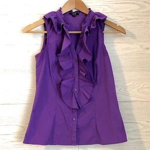 Jacob Sleeveless Ruffle Button Front Blouse, XS